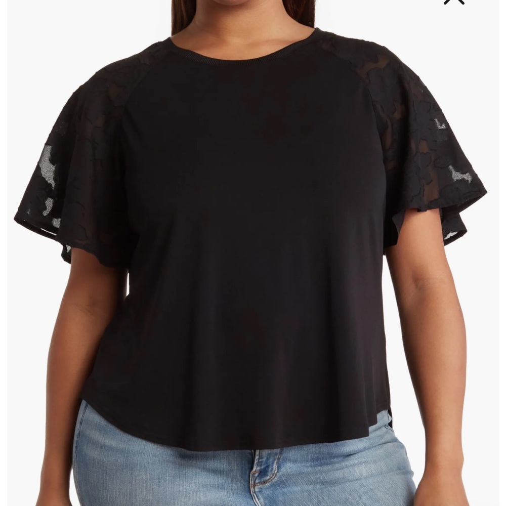 Nordstrom Rack Mocha Blouse with Floral Sleeves - Picture 9 of 9